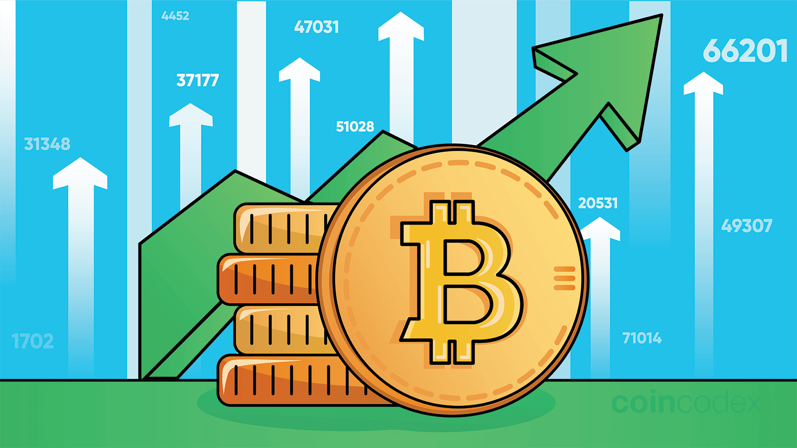 Bitcoin with arrow pointing upwards. Bitcoin Price Prediction in 2025: